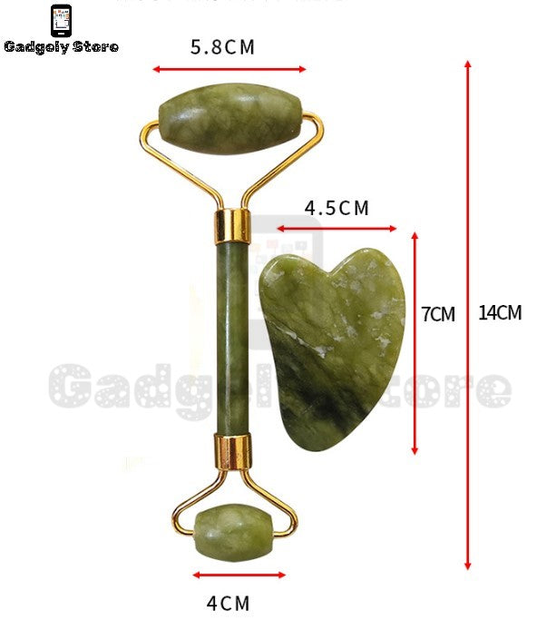 Natural Jade Stone Facial Roller + Eye Stone