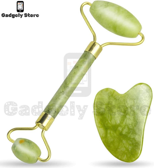 Natural Jade Stone Facial Roller + Eye Stone